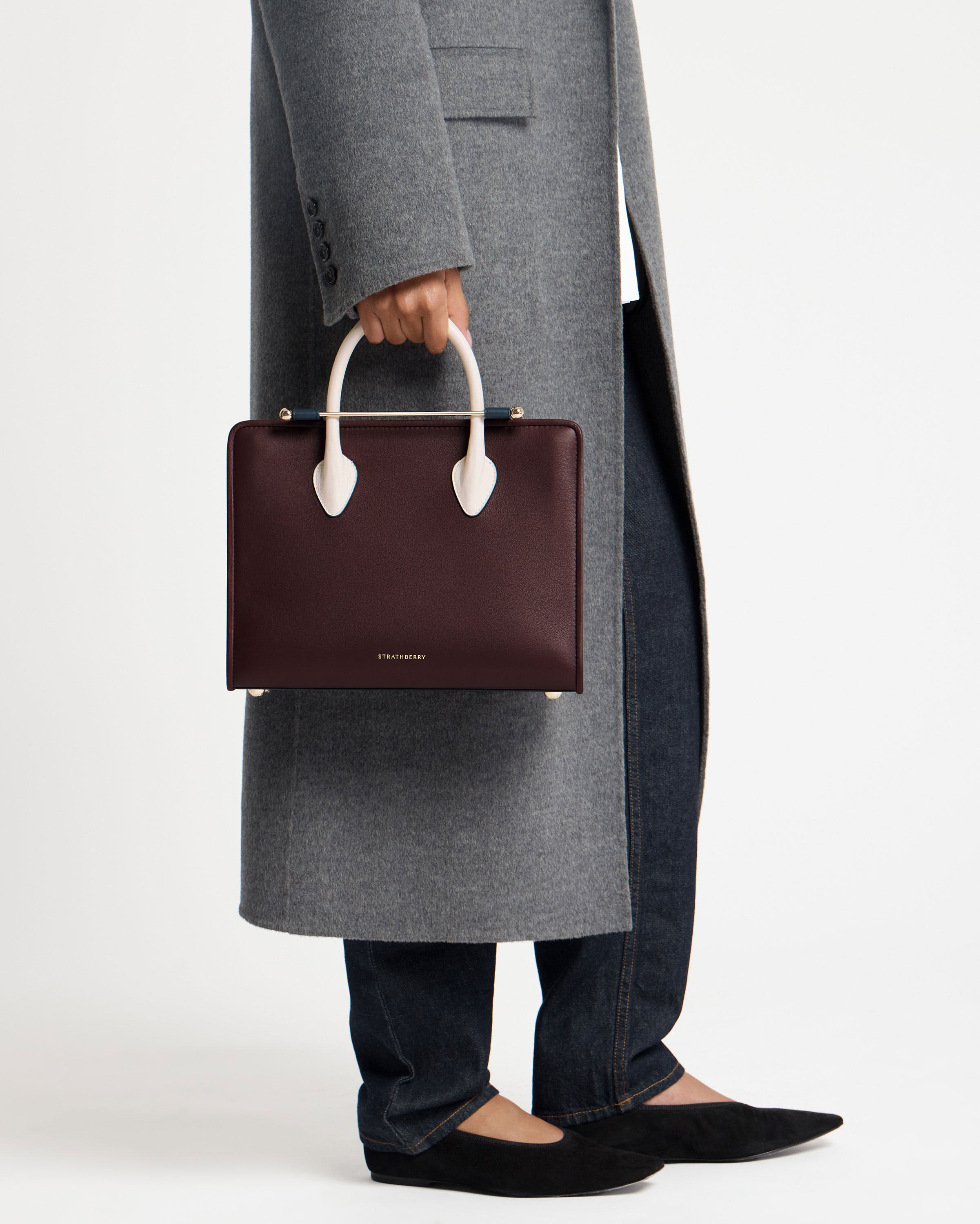 Midi Tote - Burgundy/Navy/Vanilla | Strathberry
