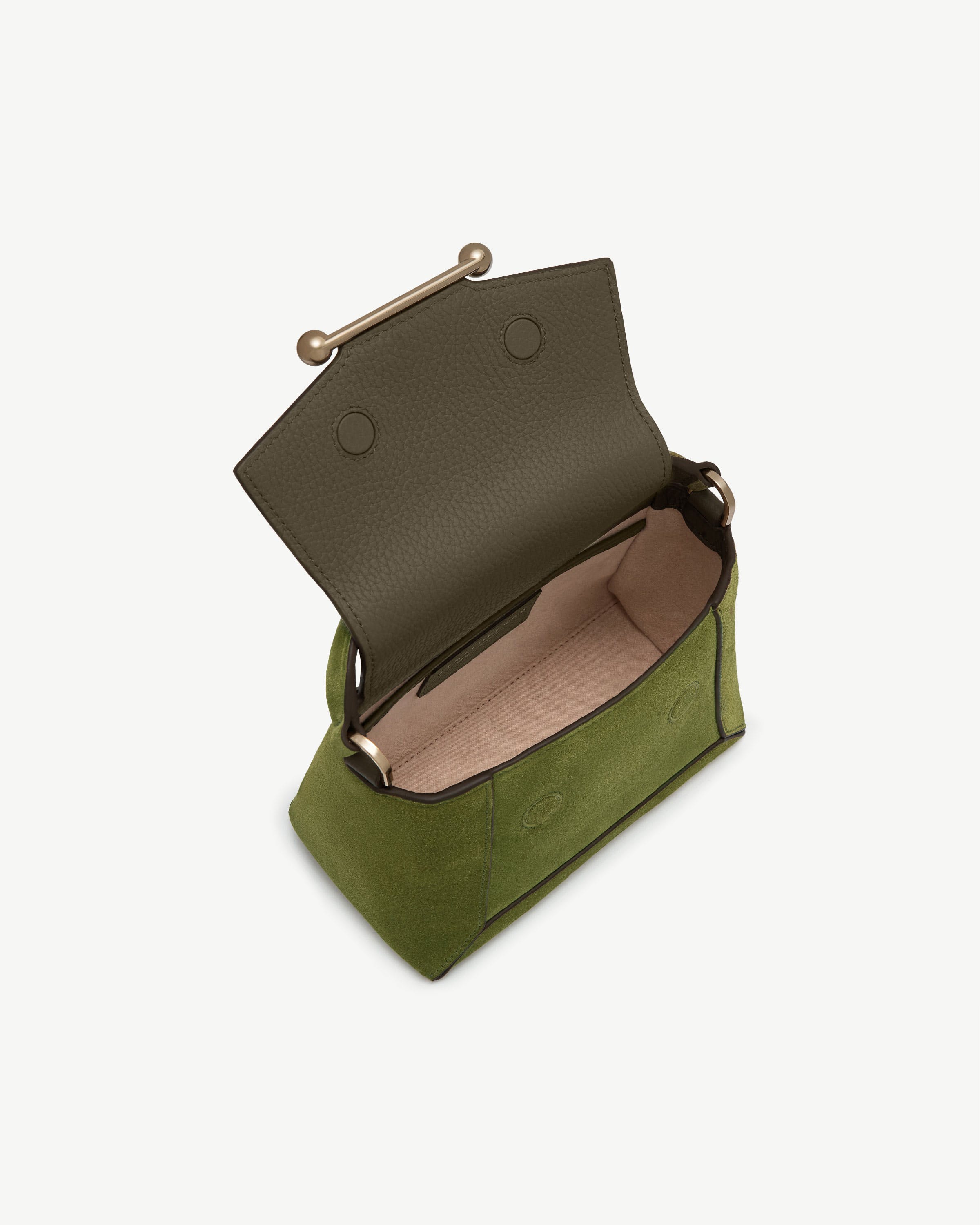 Mosaic Nano - Lime Suede/Khaki | Strathberry